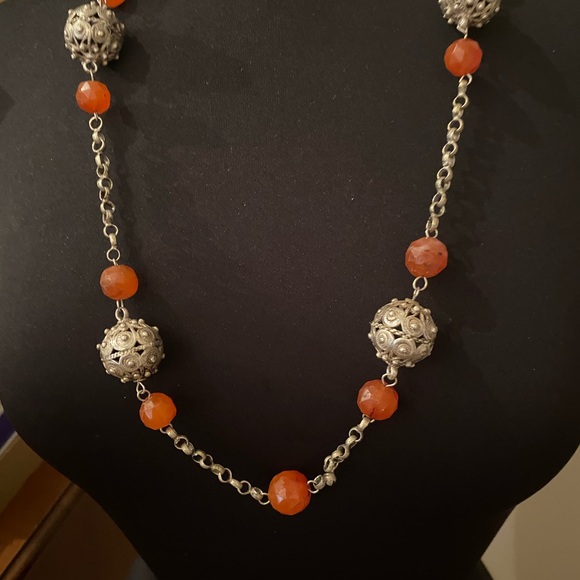 Turkish Carnelian  and Sterling Silver Neckaces - Picture 7 of 12